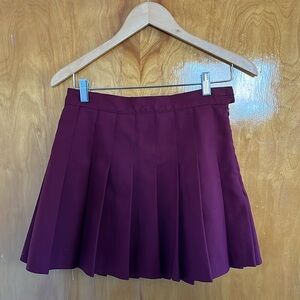 Maroon American Apparel Pleated Skirt